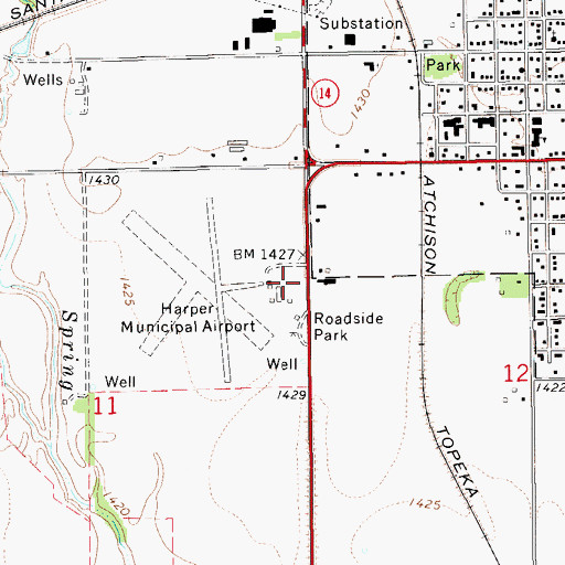 Topographic Map of Harper County Fairgrounds, KS