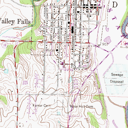 Topographic Map of Valley Falls Fairgrounds, KS