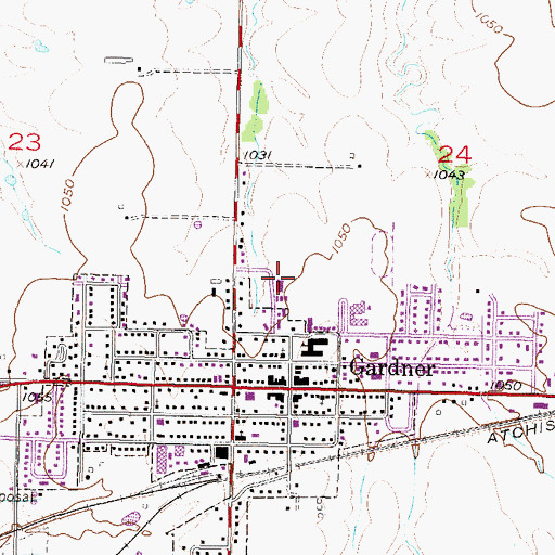 Topographic Map of Johnson County Fairgrounds, KS