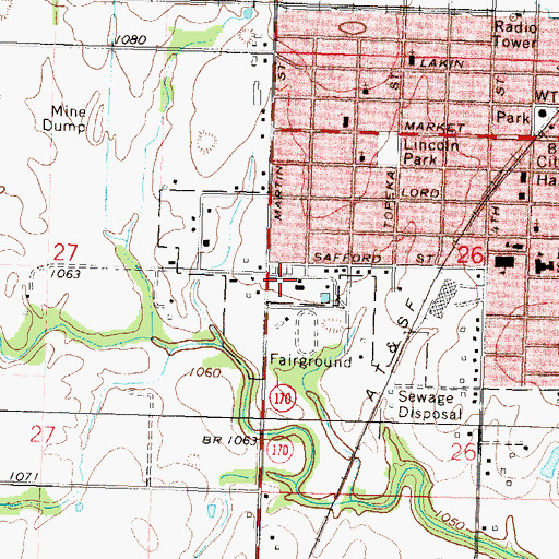 Topographic Map of Osage City Fairgrounds, KS