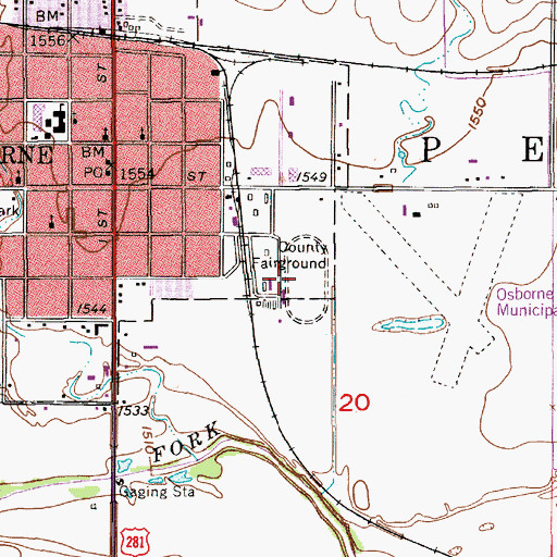 Topographic Map of Osborne County Fairgrounds, KS