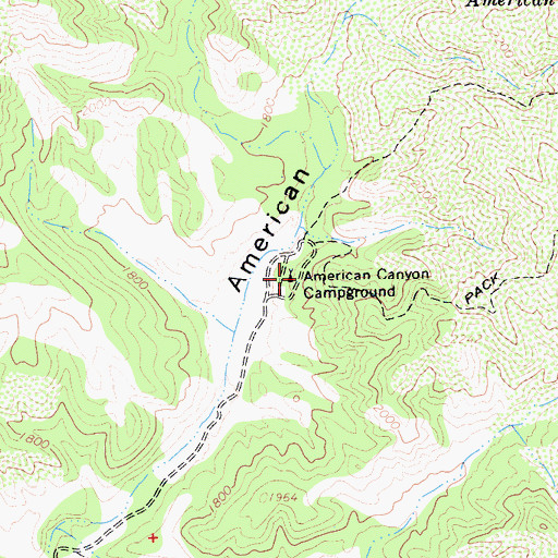 Topographic Map of American Canyon Campground, CA