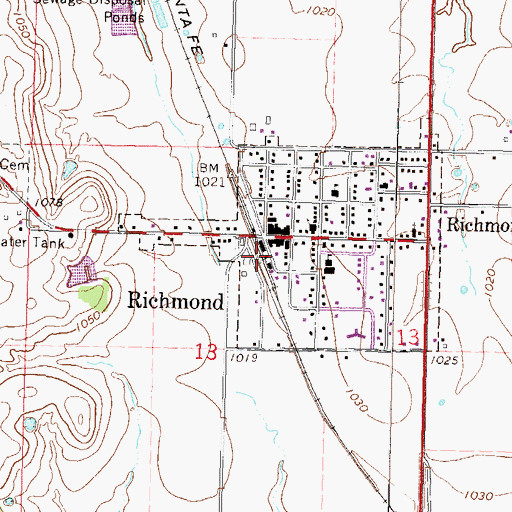 Topographic Map of Beachner Grain Elevator Number 13, KS