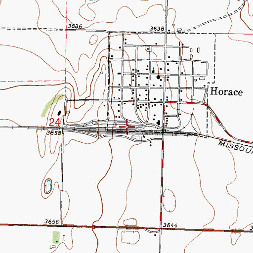 Topographic Map of Tribune Grain Elevator Number 2, KS