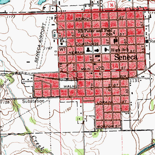 Topographic Map of Blair Grain Elevator, KS