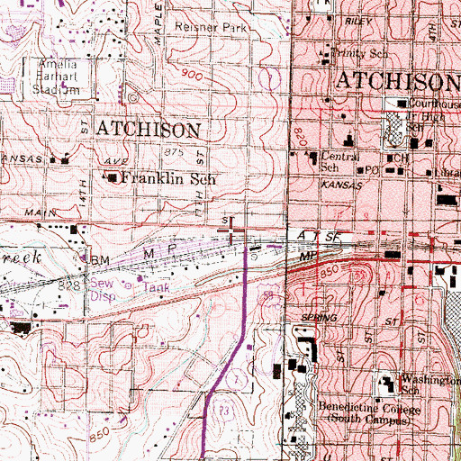 Topographic Map of Blair Grain Elevator, KS