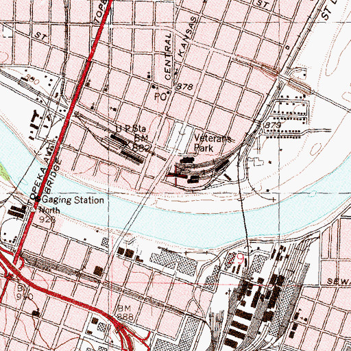 Topographic Map of Topeka Terminal Grain Elevator Number 1, KS