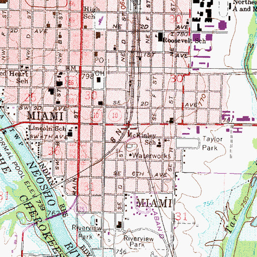 Topographic Map of Beachner Grain Elevator Number 10, OK
