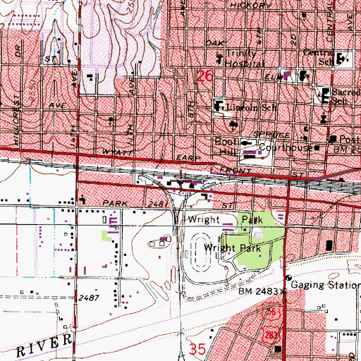 Topographic Map of Dodge City Co - Operative Exchange Grain Elevator Number 1, KS