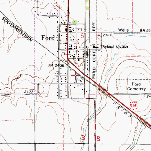 Topographic Map of Dodge City Co - Operative Exchange Grain Elevator Number 5, KS