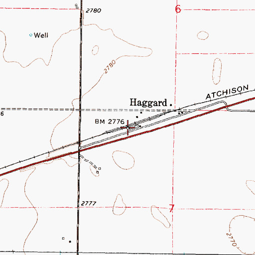 Topographic Map of Dodge City Co - Operative Exchange Grain Elevator Number 7, KS