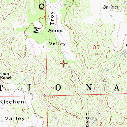 Topographic Map of Ames Valley, CA