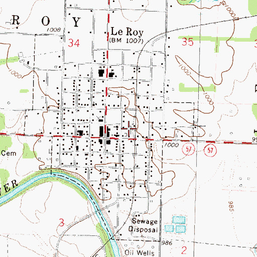Topographic Map of Le Roy Co - Operative Association Grain Elevator Number 1, KS