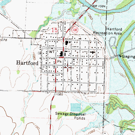 Topographic Map of Hartford Elevator Grain Elevator Number 1, KS