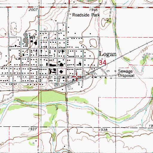 Topographic Map of Rangeland Co - Operative Grain Elevator Number 3, KS