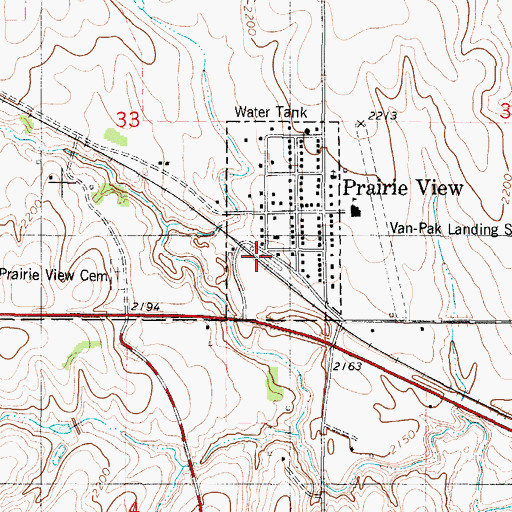 Topographic Map of Rangeland Co - Operative Grain Elevator Number 4, KS