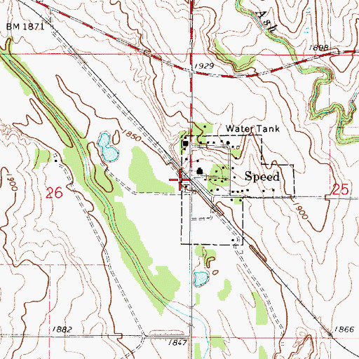 Topographic Map of Rangeland Co - Operative Grain Elevator Number 5, KS