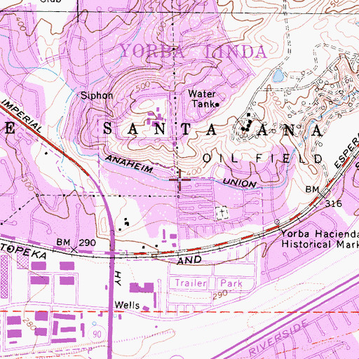 Topographic Map of Anaheim Union Canal, CA