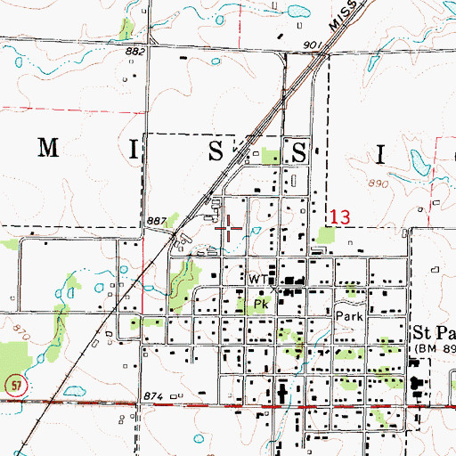 Topographic Map of Beachner Grain Elevator Number 14, KS