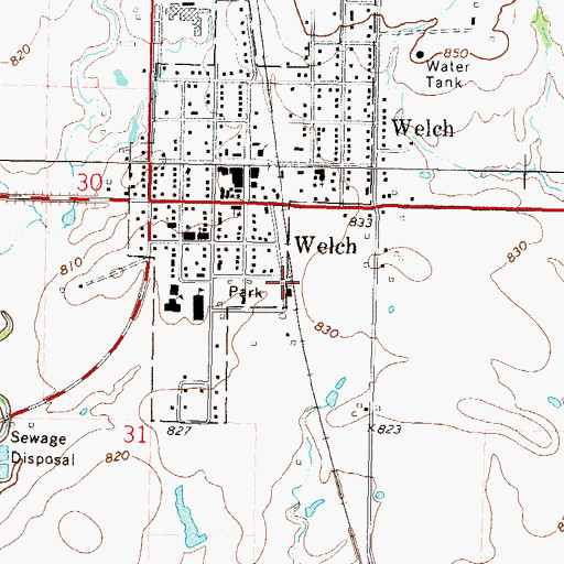 Topographic Map of Beachner Grain Elevator Number 18, OK