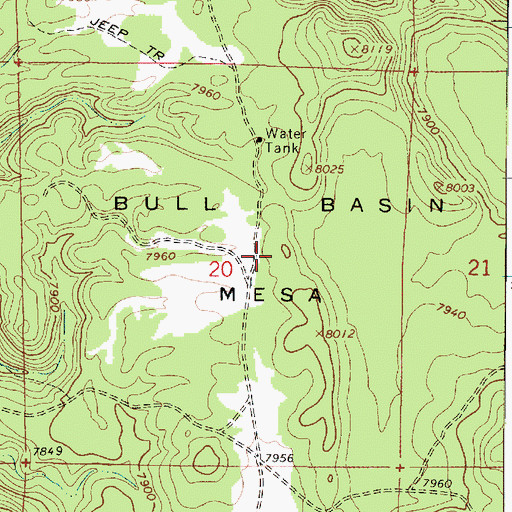 Topographic Map of Bull Basin Mesa, AZ