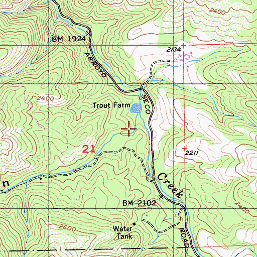 Topographic Map of Anastasia Canyon, CA