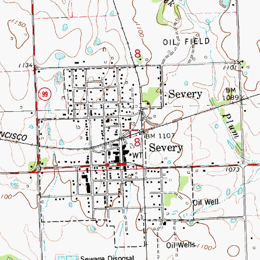 Topographic Map of Severy Co - Operative Association Grain Elevator Number 1, KS