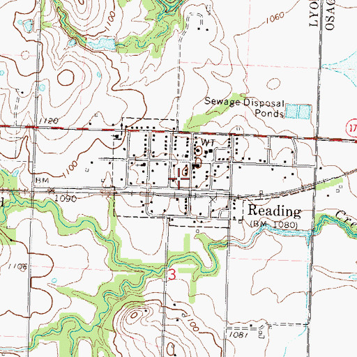 Topographic Map of Reading Grain and Lumber Grain Elevator Number 1, KS
