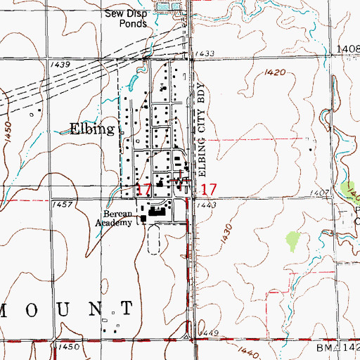 Topographic Map of Elbing Grain Elevator Number 1, KS