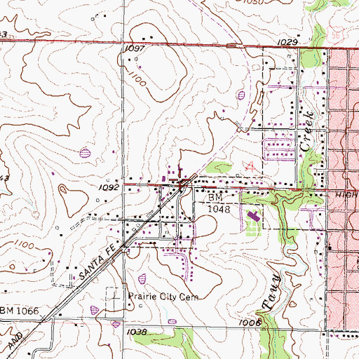 Topographic Map of Baldwin Feed Company Grain Elevator Number 1, KS