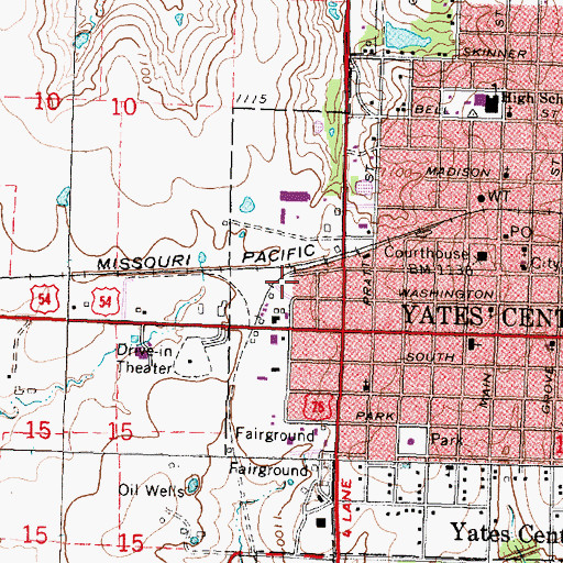 Topographic Map of Woodson County Co - Operative Association Grain Elevator Number 1, KS