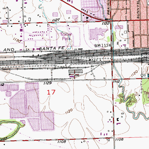 Topographic Map of F and F Feeds Grain Elevator Number 1, KS