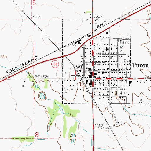 Topographic Map of Turon Mill and Elevator Grain Elevator Number 1, KS