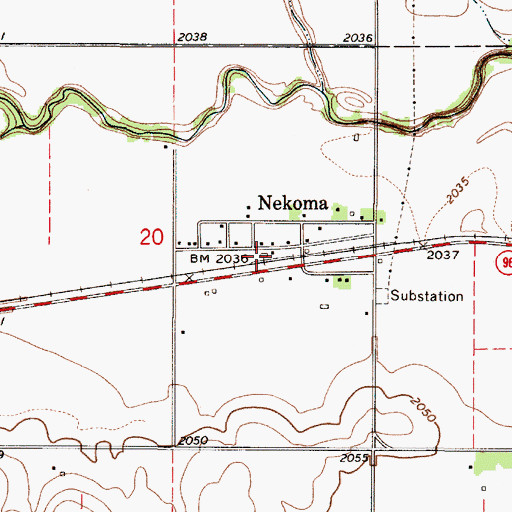 Topographic Map of Mid - State Farmers Co - Operative Grain Elevator Number 4, KS