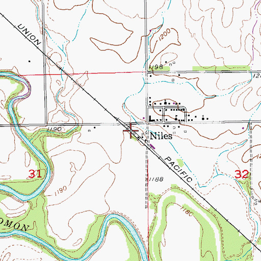 Topographic Map of Team Marketing Alliance Grain Elevator Number 44, KS