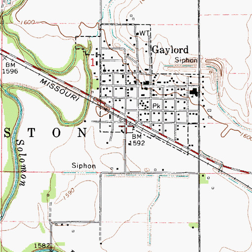 Topographic Map of Frieling Grain Company Grain Elevator Number 1, KS