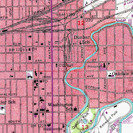 Topographic Map of ADM Milling Company Grain Elevator Number 1, KS