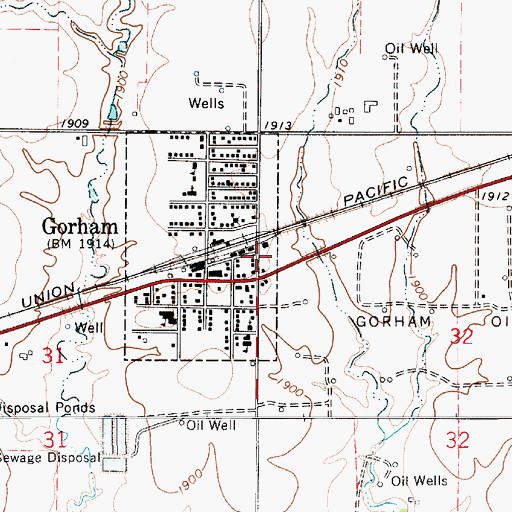 Topographic Map of United Agricultural Service Grain Elevator Number 1, KS
