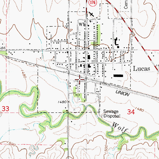 Topographic Map of United Agricultural Service Grain Elevator Number 4, KS