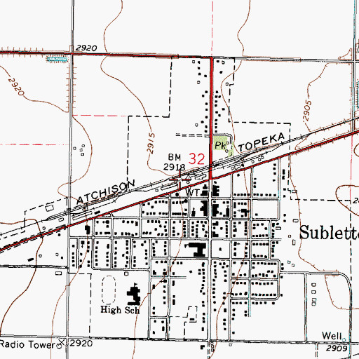 Topographic Map of McCoy Grain Company Grain Elevator Number 1, KS