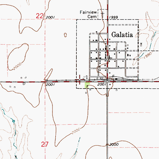 Topographic Map of United Agricultural Service Grain Elevator Number 2, KS