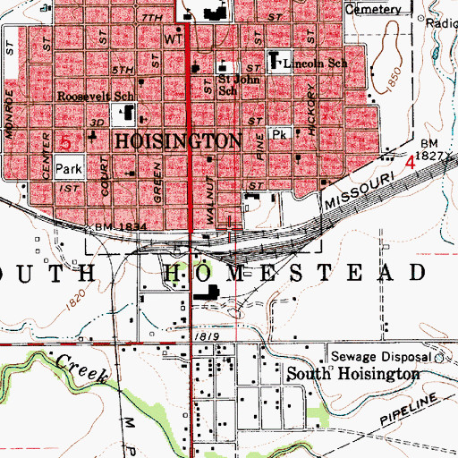 Topographic Map of United Agricultural Service Grain Elevator Number 3, KS