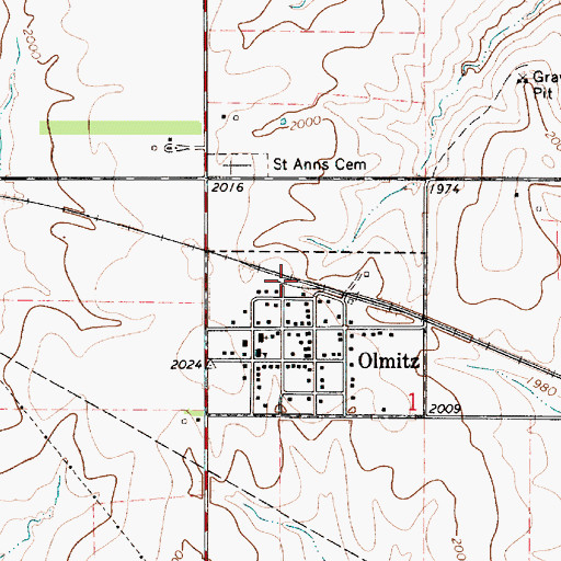 Topographic Map of United Agricultural Service Grain Elevator Number 5, KS