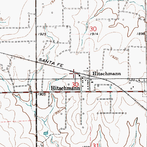 Topographic Map of Ellsworth Co - Operative Grain Elevator Number 4, KS