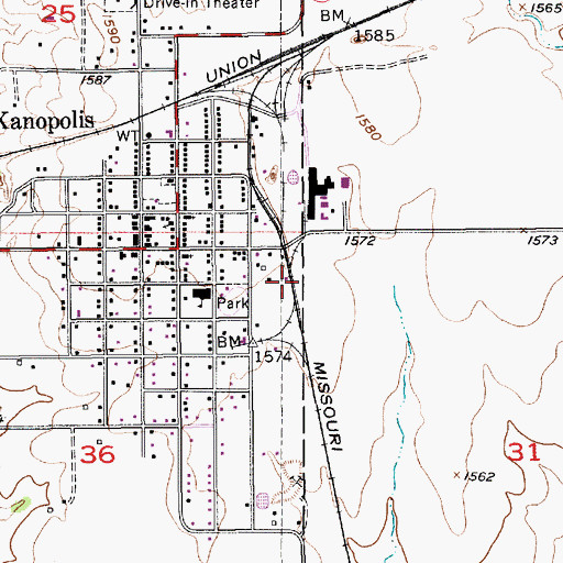 Topographic Map of Ellsworth Co - Operative Grain Elevator Number 6, KS