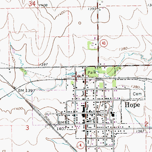 Topographic Map of North Central Kansas Co - Operative Association Grain Elevator Number 1, KS