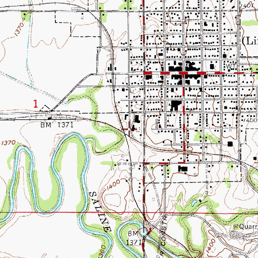 Topographic Map of Walker Products Company Grain Elevator Number 1, KS