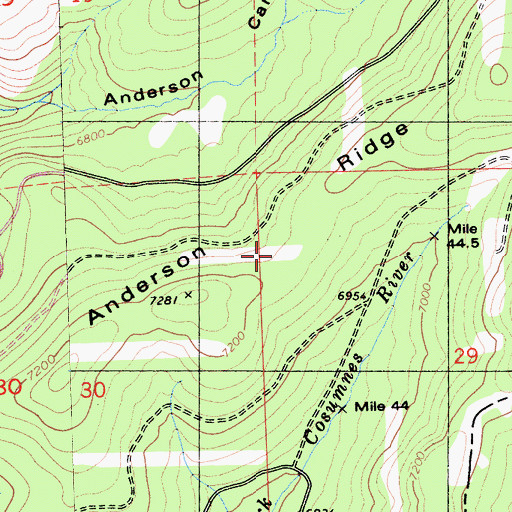 Topographic Map of Anderson Ridge, CA