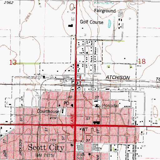 Topographic Map of Kirk Grain Company Grain Elevator Number 1, KS