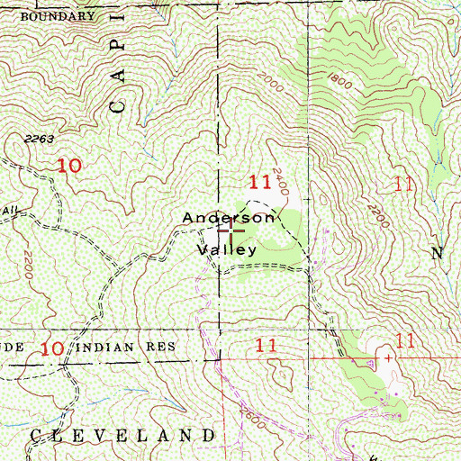 Topographic Map of Anderson Valley, CA